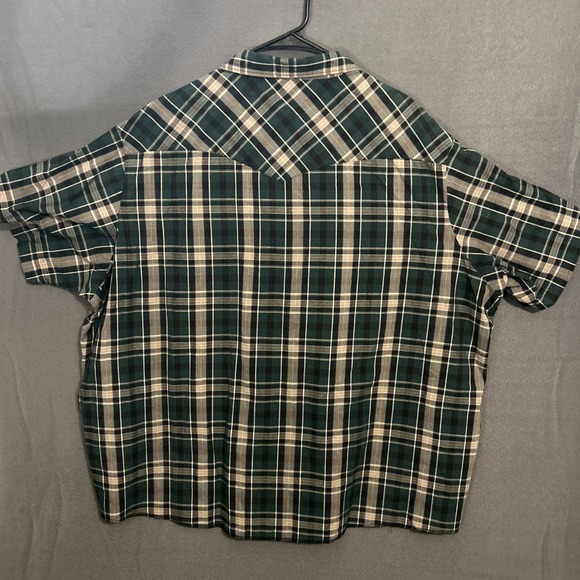 Wrangler Pearl Snap Western Shirt Men Size 4XL Green Plaid Short Sleeve Rodeo - Picture 5 of 8